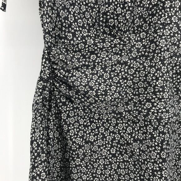 Express Design Studio Womens Medium Black White Ditzy Floral Silk V Neck Tie - Picture 8 of 13